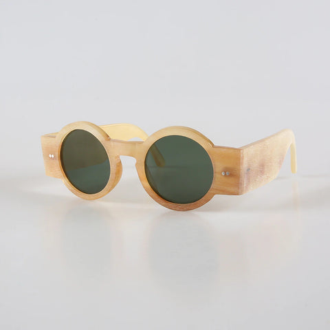 Genuine Horn Round Frame Sunglasses | Rough Finish | Uv400 Lens