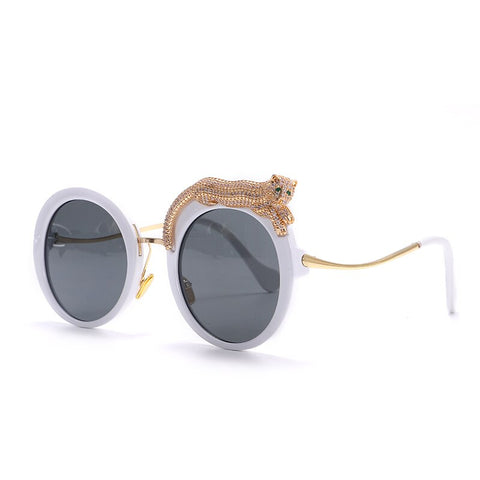Gafas de sol con montura redonda | Gafas de diamantes de imitación | Gafas de moda de gran tamaño