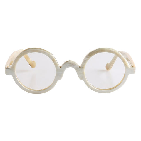 Anti Blue Light Glasses | White Genuine Horn | Round Frames