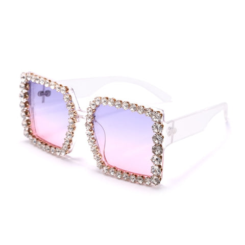 Oversized Rhinestone Trimmed Sunglasses