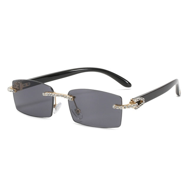 2021 Fashion Brand Design Vintage Rimless Rhinestone Sunglasses